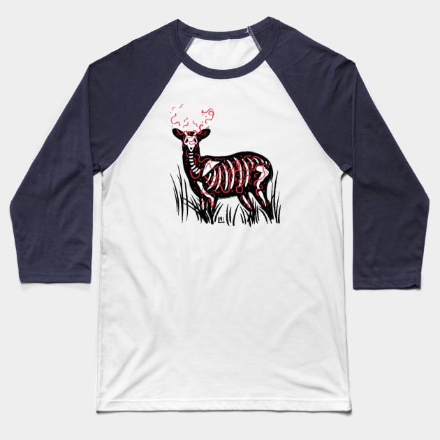 Black Deer Baseball T-Shirt by LoudMouthThreads